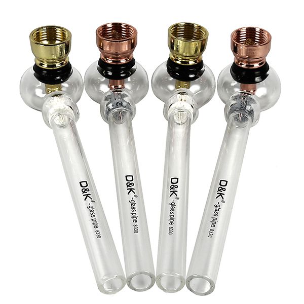 D&K Tar Trapping Glass Pipe with Metal Bowl Shiva