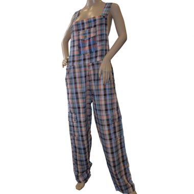 Bajoran Funky Chequered Cotton Dungarees