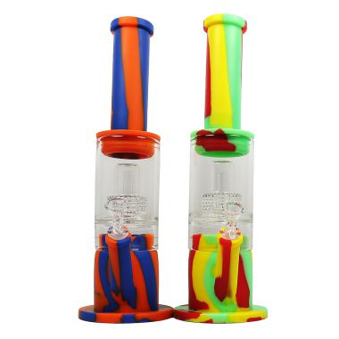 Fat Silicone Bong with Glass Percolator