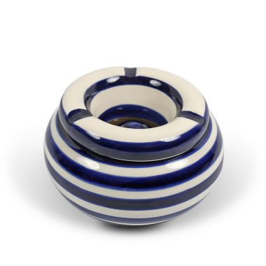 Round Duo Stripes Ceramic Ashtray
