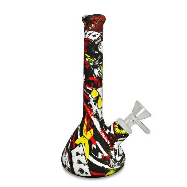 Bounce Crazy Print Silicone Skittle Bong - Poker