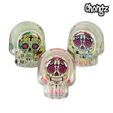 Chongz Glass Glow in the Dark Skull Ashtray