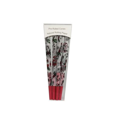Colourful Patterned Natural Pre-Rolled Cones - Candy Cane (Red Tip)