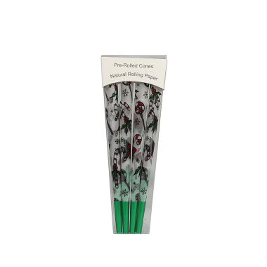 Colourful Patterned Natural Pre-Rolled Cones - Candy Cane (Green Tip)