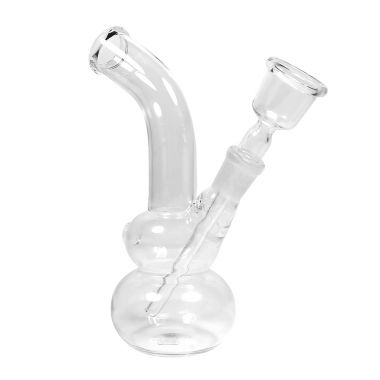 Small Glass Double Chamber Curve Neck Bong