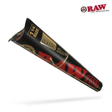 Raw Classic Black 1 1/4 Size Pre-Rolled Cones (6-Pack)