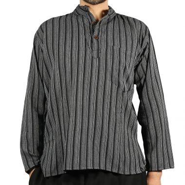 Striped Black Grandad Shirt