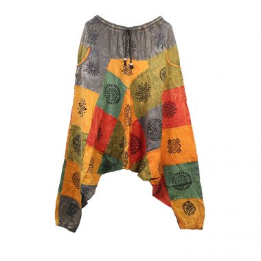 Multicoloured Patchwork Harem Pants