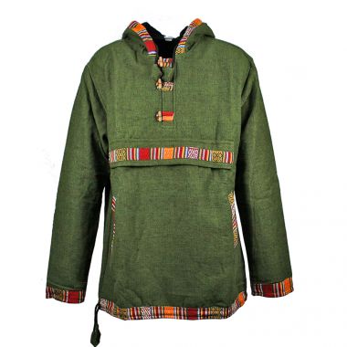 Army Green Bhutan Trimmed Jacket