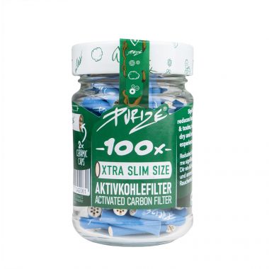 Purize XTRA Slim 6mm Blue Filters - 100 Piece Jar
