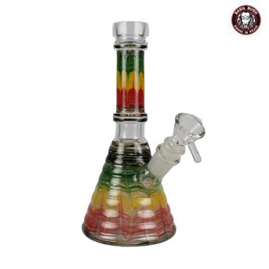 Basil Bush Patterned Glass Beaker Bong - Rasta