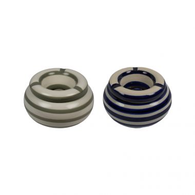 Round Duo Stripes Ceramic Ashtray