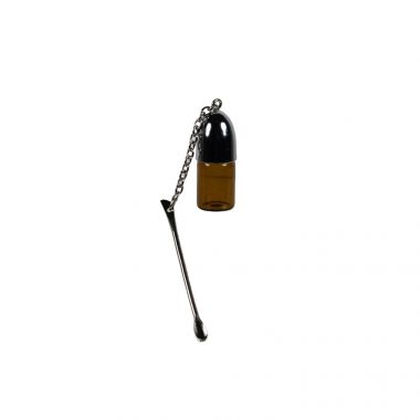 Silver Lid Snuff Bottle with Chained Spoon - Medium