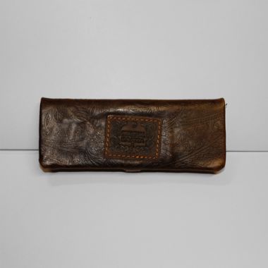 Kavatza Mini Rolling Pouch - Brown Embossed Leather