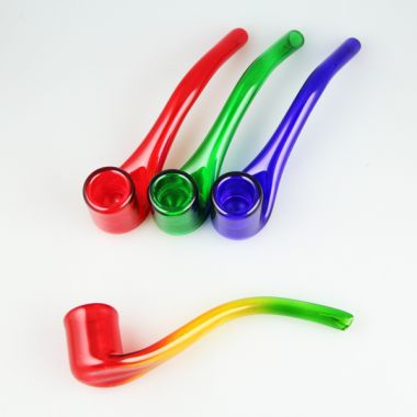 Coloured Glass Bent Smokey Pipe