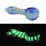 Glow In The Dark Mini Glass Spoon Pipe - Blue with Scorpion Design