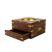 Image 1 of Wood and Brass Square Ashtray with Drawer